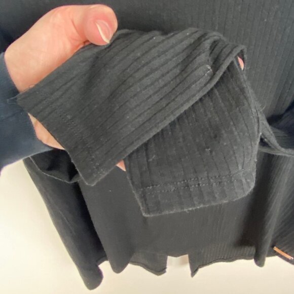 Avec Les‎ Filles Black Tie Back Long Sleeve Ribbed Tee Womens Size Small Ribbons - Picture 6 of 8